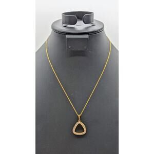 VTG 925 Vermeil Amber Color Crystal Encrusted Triangle Pendant 18" Necklace